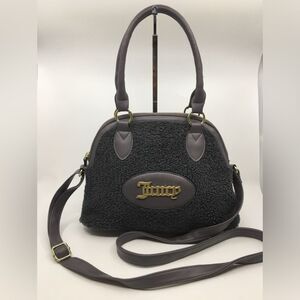 Juicy Couture Faux Sherpa Dome Satchel Handbag with vegan faux leather trim
